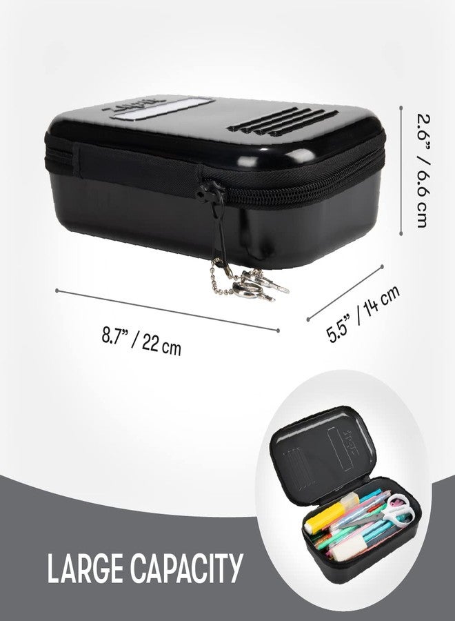 ZIPIT Lock Pencil Case for Kids | Lockable Tin Box for School and Office | Black Pencil Box | Large Capacity Pencil Pouch (Black) - Image 2