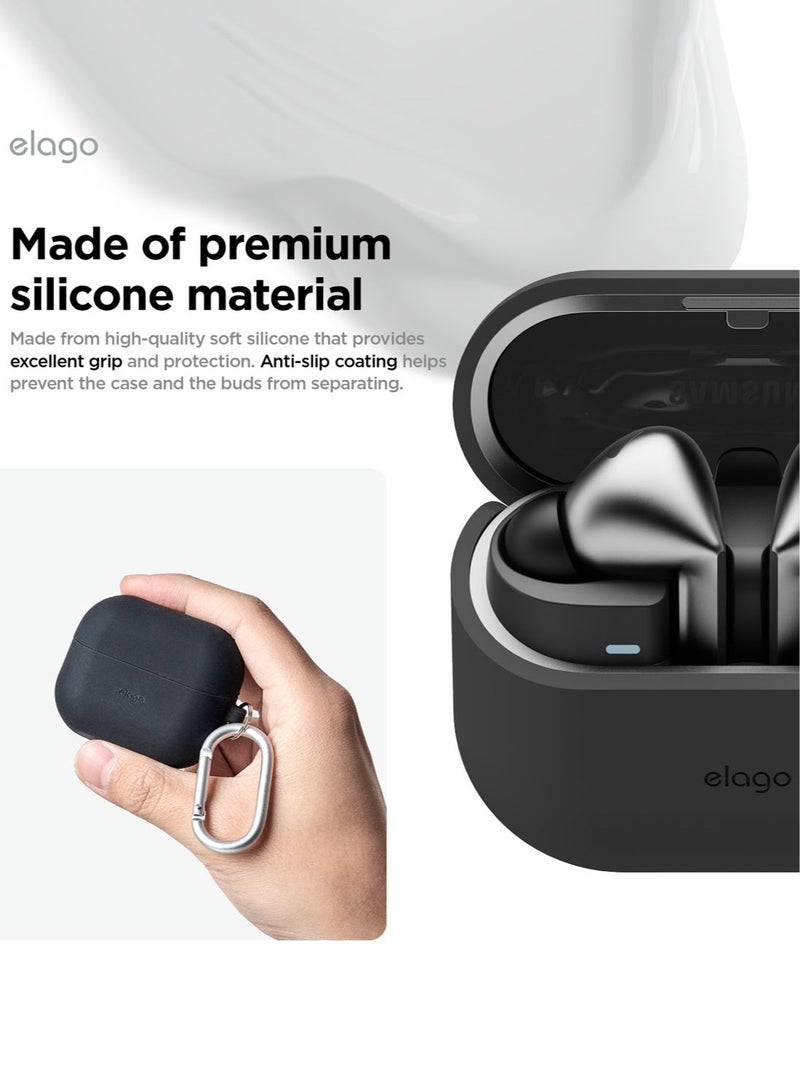 Elago Silicone Hang for Samsung Galaxy Buds3 and Galaxy Buds 3 Pro Case Cover with Carabiner - Black - Image 5
