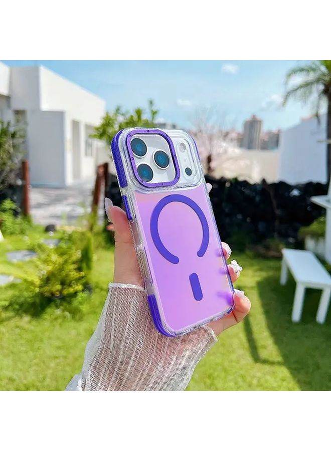 غلاف هاتف مغناطيسي متغير اللون لجهاز iPhone 15 Pro Max باللون الأرجواني - Image 2