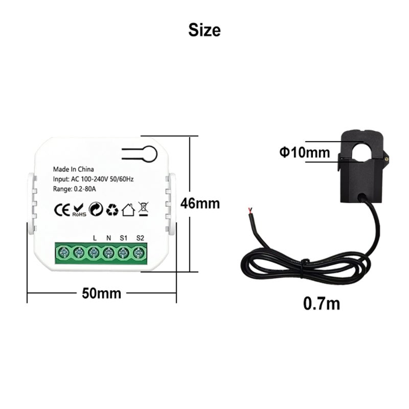 WiFi Energy Meter Monitor: 0.2-80A Range - Rich Real-time Tracking & App Control Electricity Monitor for Home Appliance Power Management - Image 5
