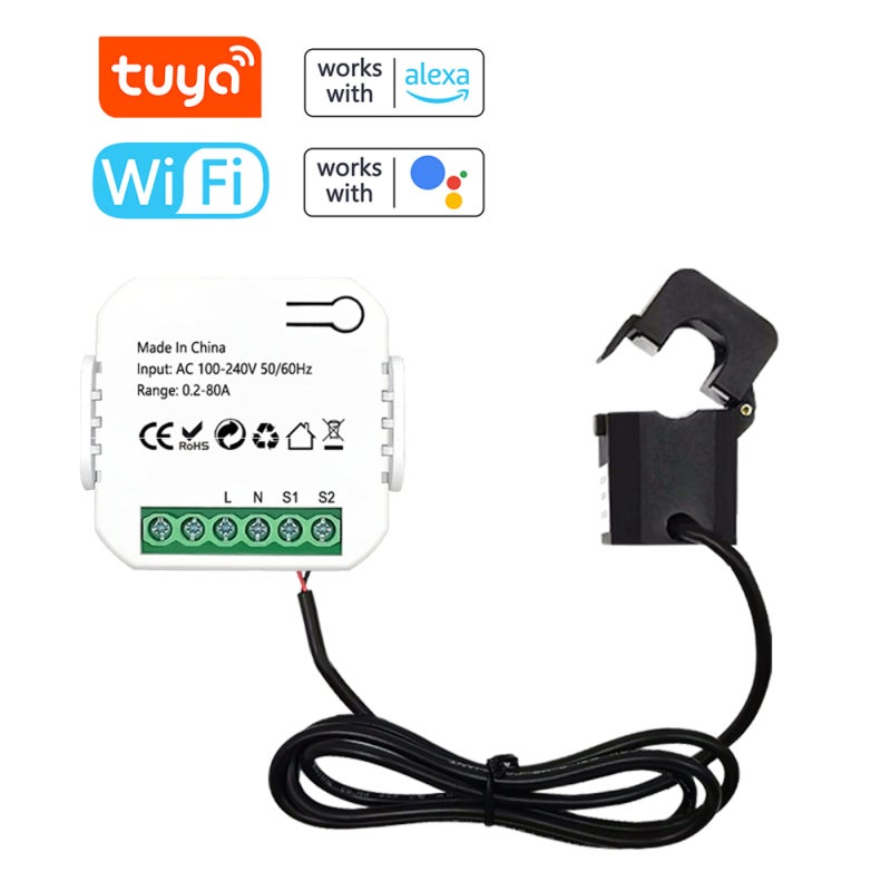 WiFi Energy Meter Monitor: 0.2-80A Range - Rich Real-time Tracking & App Control Electricity Monitor for Home Appliance Power Management - Image 1