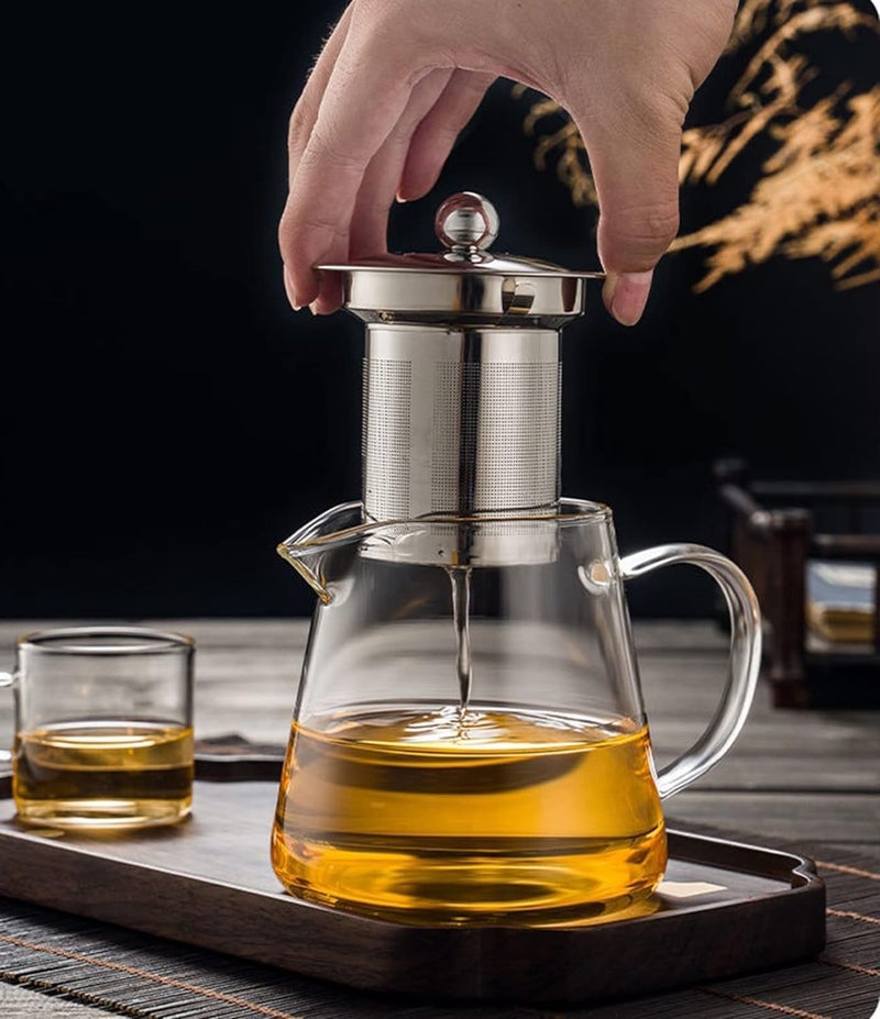 Wringo 600 ML Glass Teapot with Removable Filter Spout and Steel Lid Stovetop Safe Tea Pot Clear Glass Tea Pot for Loose Leaf Blooming Tea Round Infuser Tea Pot - Image 2