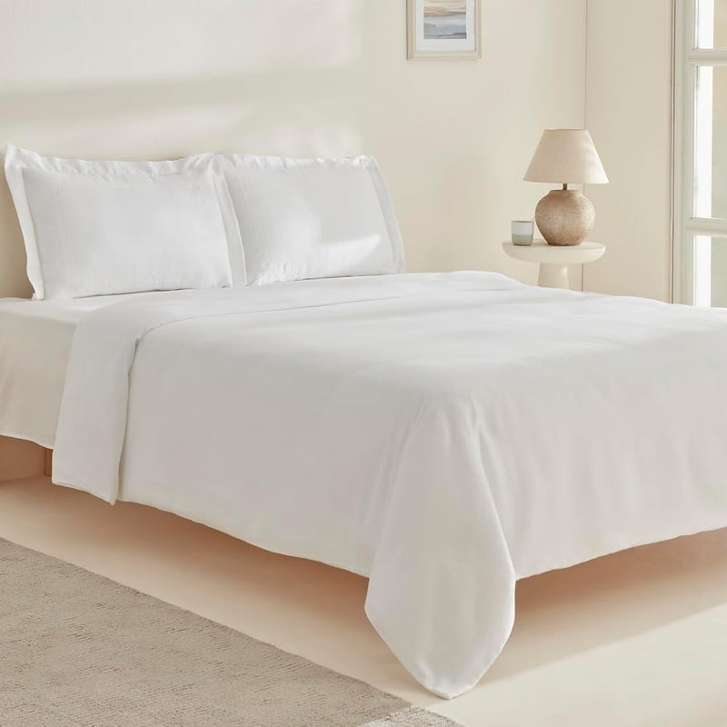 Karaca Home Felves 100 Percent Cotton Duvet Cover Set, King, White - Image 1