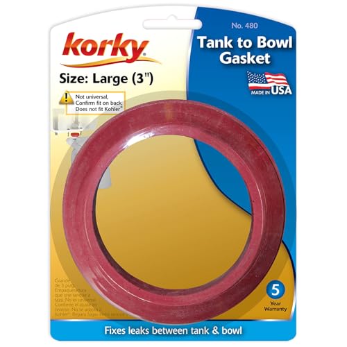 Korky 480BP Universal Toilet Tank To Bowl Gasket - Fits Most 3-Inch, 2-Piece Toilet Tanks - Made in USA , Red - Image 3