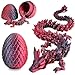 LOCYFENS 3D Printed Dragon Eggs with Dragon Inside Articulated 3D Dragon Toys with 3D Dragon Eggs Crystal Dragon Black Red - Image 3