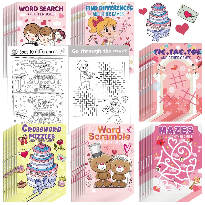 Hungdao 48 Pcs Wedding Mini Activity Books Bulk for Girls Boys Wedding Games Mini Fun and Games Challenging Activities Wedding Day Mini Activity Books for Table Reception - Image 3