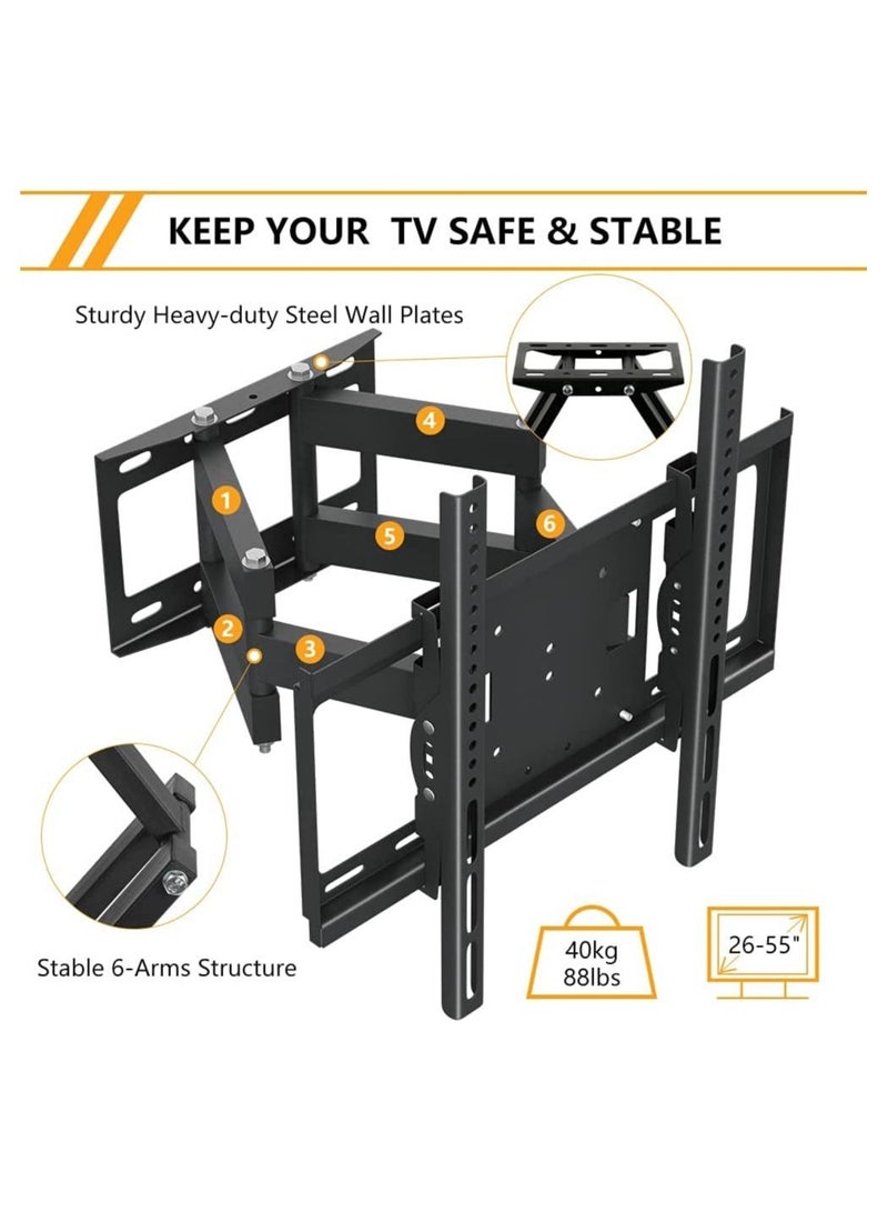 TV Stand/Television Stands for 26-75 Inch TV. Wall Mount TV Stand with Rugged Double Arm Bracket, Standard Load-bearing 26"-55", Maximum size 75 inch, Universal TV Stand Holds Up to 40kg. - Image 2