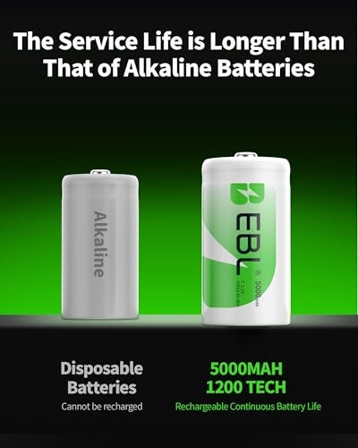 EBL Rechargeable C Batteries 5000mAh Ni-MH C Size Battery, Pack of 8 - Image 3