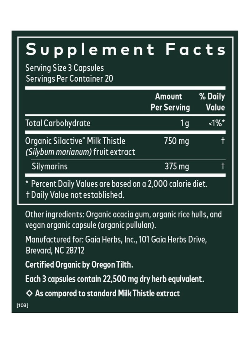 Gaia Herbs - Milk Thistle - Supports Healthy Liver Function - Liver & Cleanse Support - 60 Vegan Capsules Herbal Supplement - Image 1
