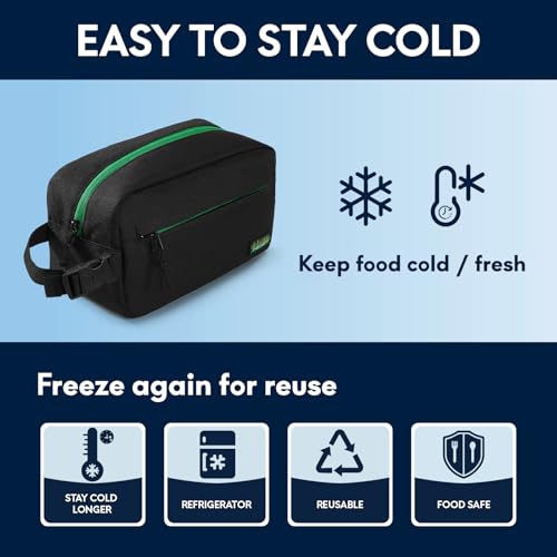 Haimont Freezable Snack Lunch Bag with Buckle Handle, Reusable Freezer Small Cooler, Mini Insulated Bag for Work Travel, Black - Image 3