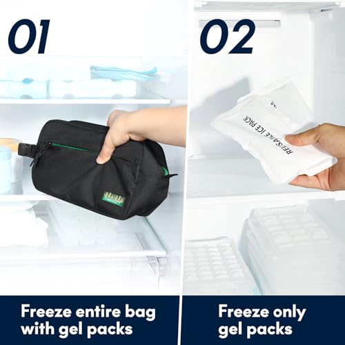 Haimont Freezable Snack Lunch Bag with Buckle Handle, Reusable Freezer Small Cooler, Mini Insulated Bag for Work Travel, Black - Image 5