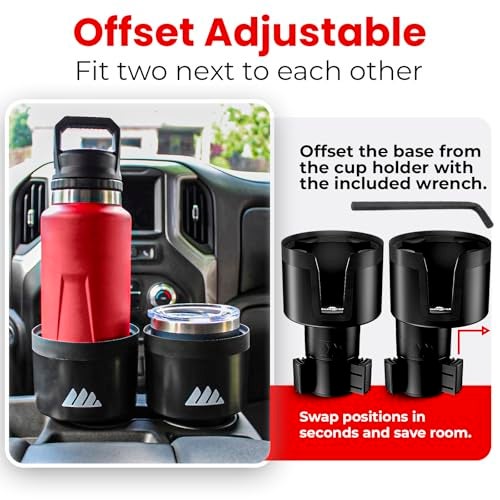 Integral [Upgraded] Integral Ultimate Car Cup Holder Expander - Adjustable Base - Organizer & Expander for Vehicles - Compatible with Mugs, Yeti 14/24/36/46oz, Rambler, Hydro Flasks 32/40oz, 3.4"-4.0" Bottles - Image 4