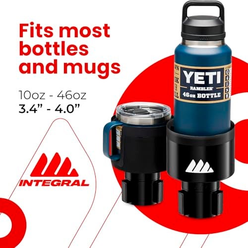 Integral [Upgraded] Integral Ultimate Car Cup Holder Expander - Adjustable Base - Organizer & Expander for Vehicles - Compatible with Mugs, Yeti 14/24/36/46oz, Rambler, Hydro Flasks 32/40oz, 3.4"-4.0" Bottles - Image 3
