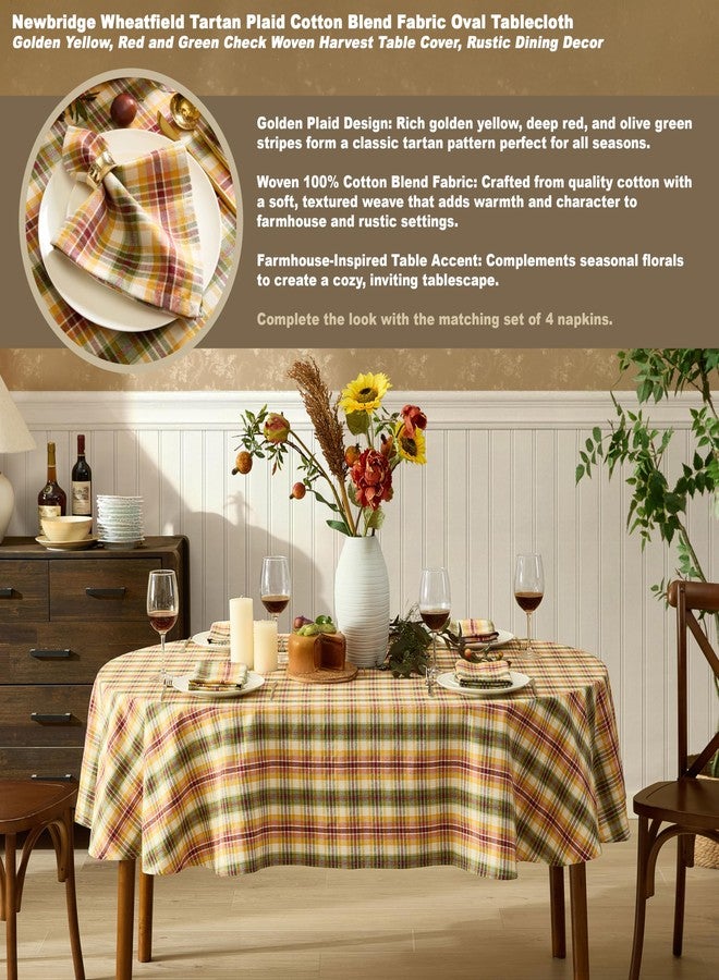 Newbridge Wheatfield Golden Yellow Tartan Spring Holiday Plaid Fabric Tablecloth, 60 x 84 Inch Oval, Red Green Check Country Farmhouse Plaid Washable Easy Care Table Cover - Image 3