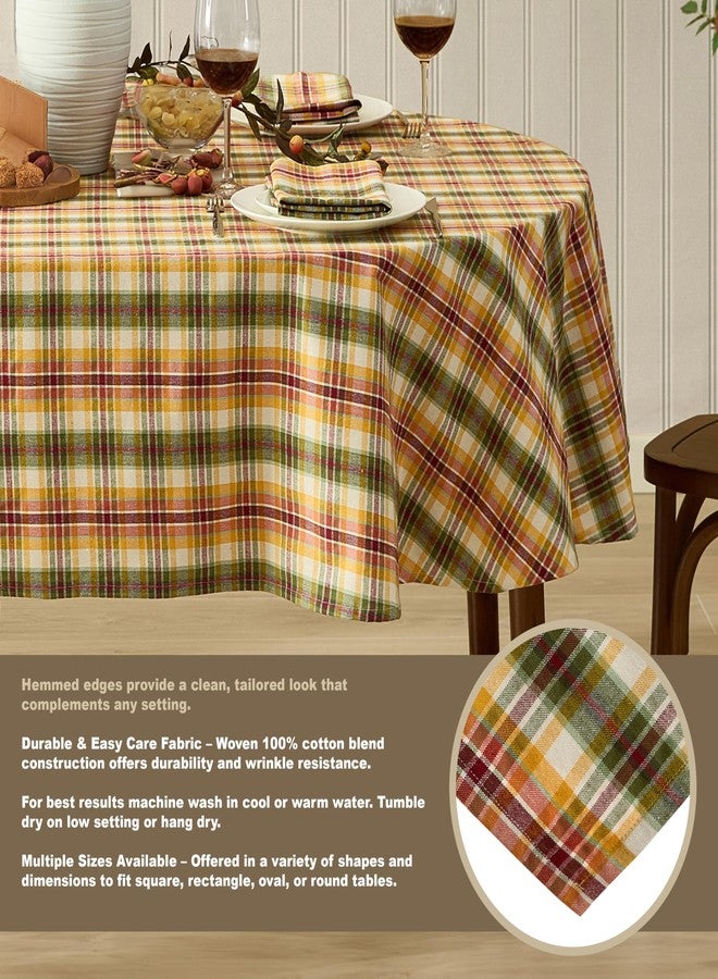 Newbridge Wheatfield Golden Yellow Tartan Spring Holiday Plaid Fabric Tablecloth, 60 x 84 Inch Oval, Red Green Check Country Farmhouse Plaid Washable Easy Care Table Cover - Image 4