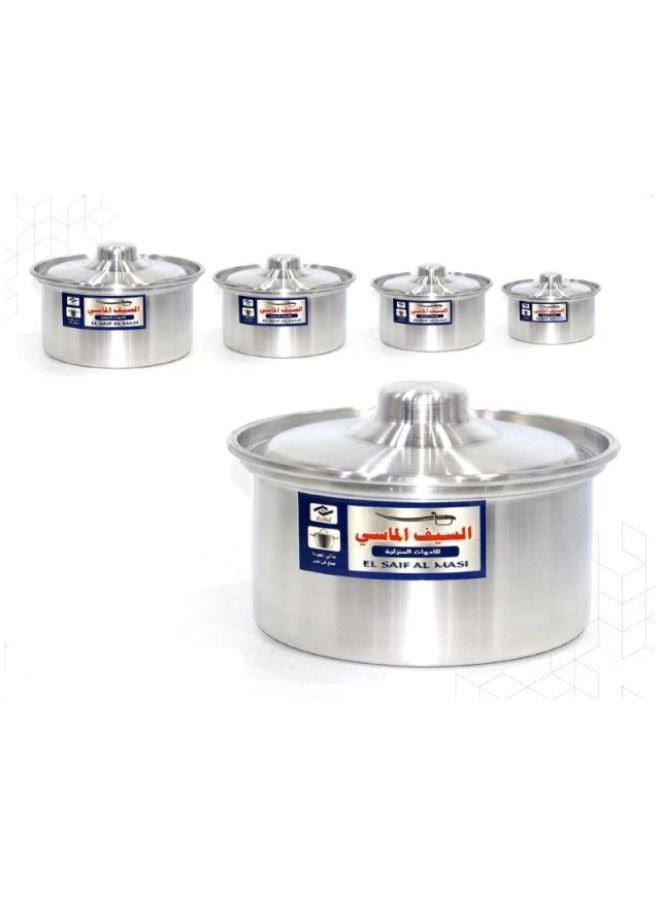 Set of 5 Aluminium pots 28-36cm Silver