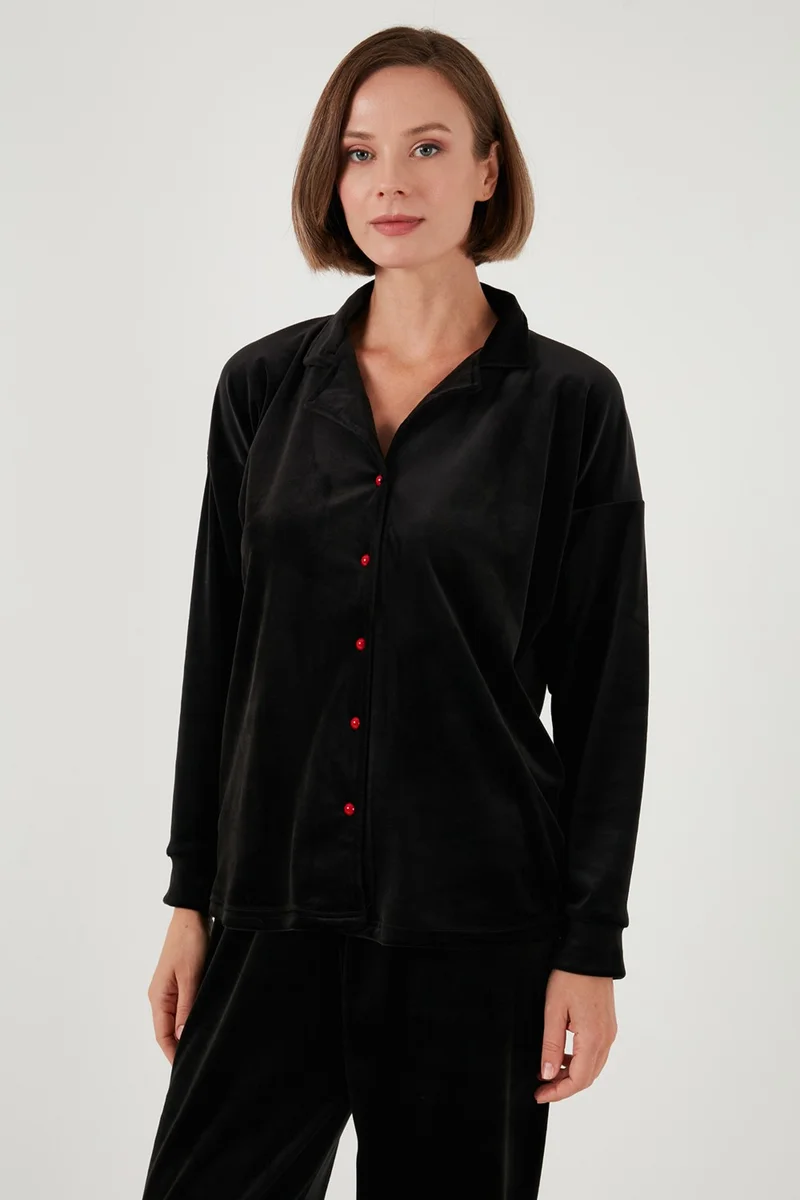 Lela Shiny Velvet Ribbed Pajama Set Women's Pajama Set 6097110
