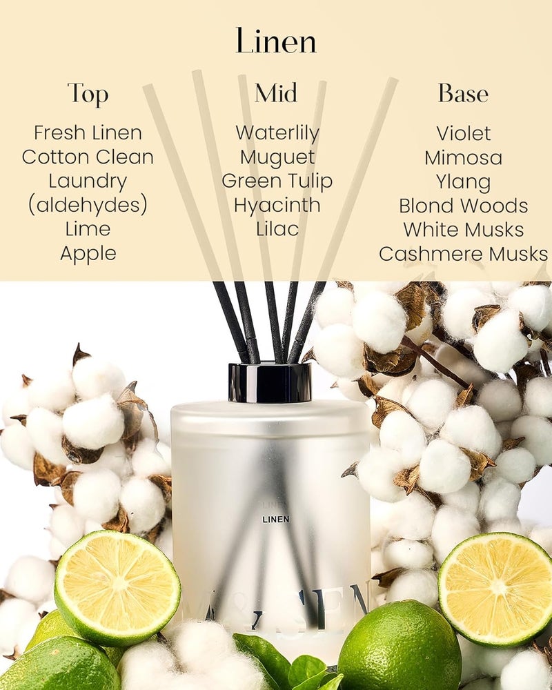 M&SENSE Linen Reed Diffuser Set - 16.9fl oz Large Room Scented Diffuser with Sticks, Long-Lasting Home Fragrance Gift for Bedroom, Bathroom & Office Décor - Image 2
