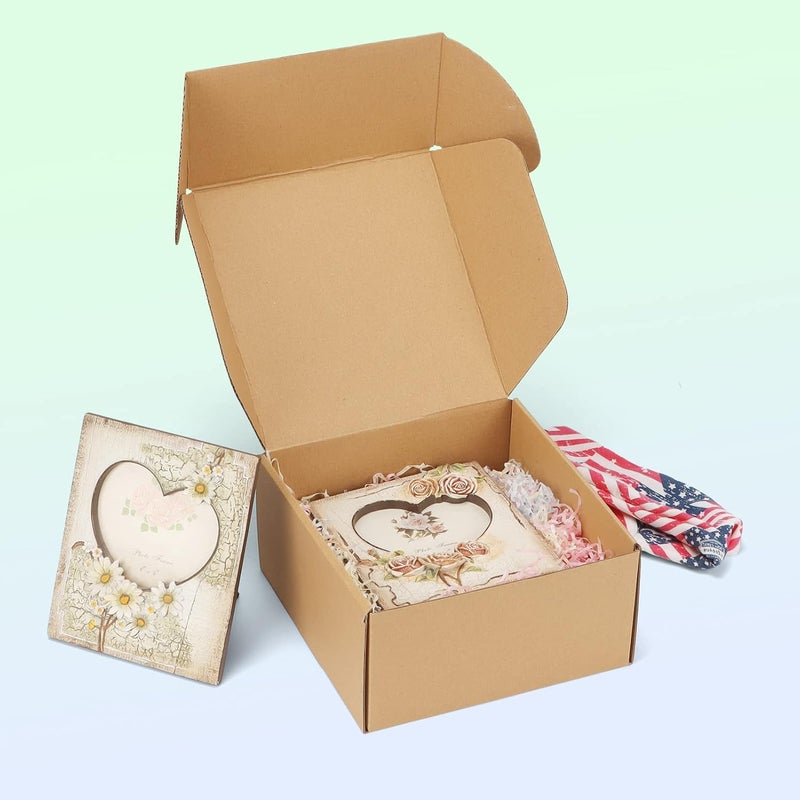 RLAVBL 25 Pack 8x8x4(20.4cmx20.4cmx10.2cm) Carton Shipping Boxes Small Brown Corrugated Cardboard Box for Packing Mailing - Image 5