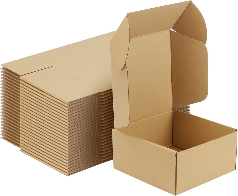 RLAVBL 25 Pack 8x8x4(20.4cmx20.4cmx10.2cm) Carton Shipping Boxes Small Brown Corrugated Cardboard Box for Packing Mailing - Image 1