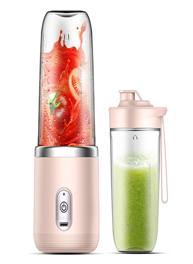 Aoresac Mini mixer 40W Juice blender mini portable quick blender cup personal size rechargeable USB Double cup Pink - Image 1