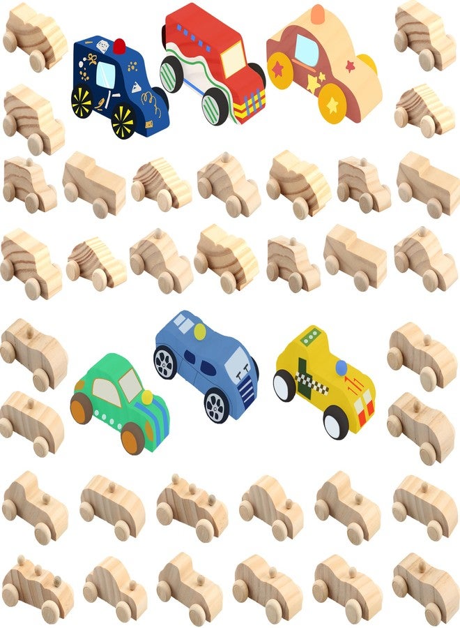Haconba 36 Pack DIY Wooden Craft Car Unfinished Wood Car Paintable Small Wooden Vehicles for Home Activities Craft Projects Family Time Handicraft, 12 Styles - Image 1