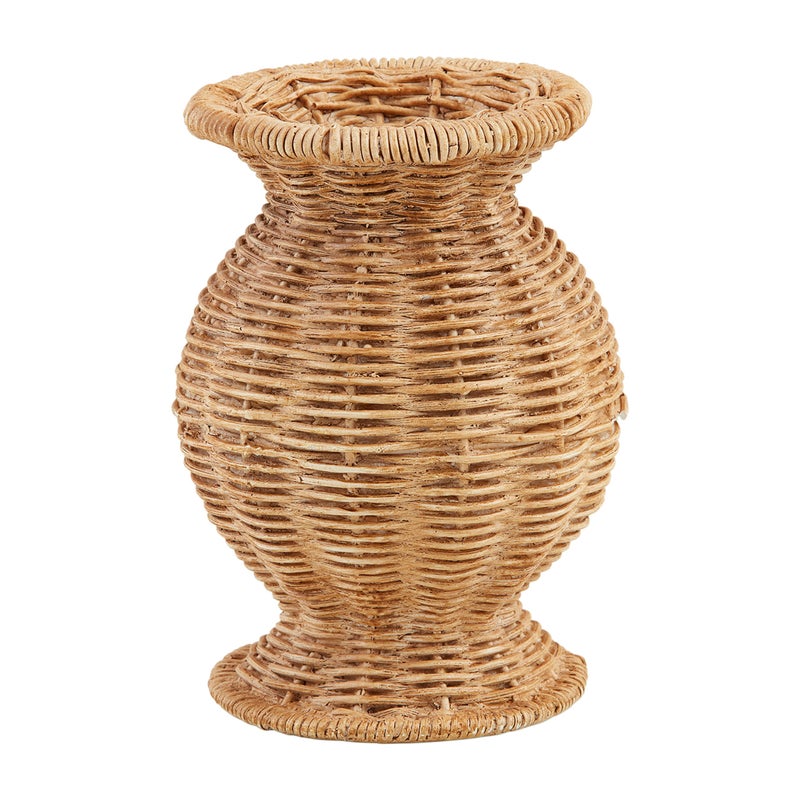 Mud Pie Wide Resin Basket Weave Vase 6 12 x 4 14 Dia