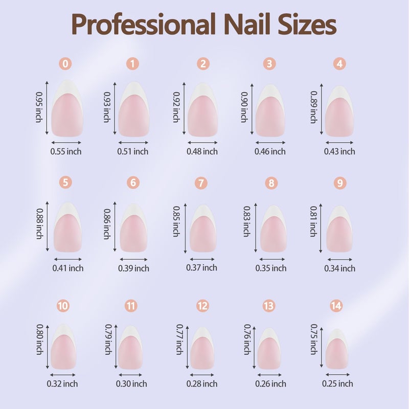 Misssix French Gel Nail Tips, 150Pcs French Tip Press on Nails Medium Almond Pink, No Need to File Tips Pre-lasting, Fake Nails for Nail Art DIY 15 Sizes - Image 5