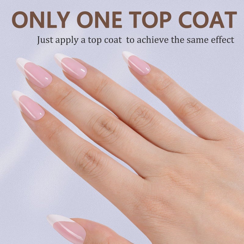 Misssix French Gel Nail Tips, 150Pcs French Tip Press on Nails Medium Almond Pink, No Need to File Tips Pre-lasting, Fake Nails for Nail Art DIY 15 Sizes - Image 2