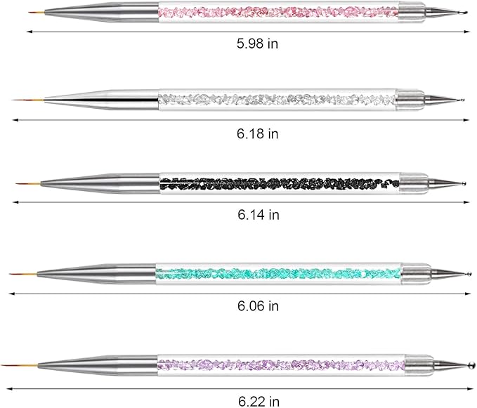 OWill Function Nail Brush for Dotting Drawing Painting Tools Liner Design Nail Art with Glitter Handle - Image 2