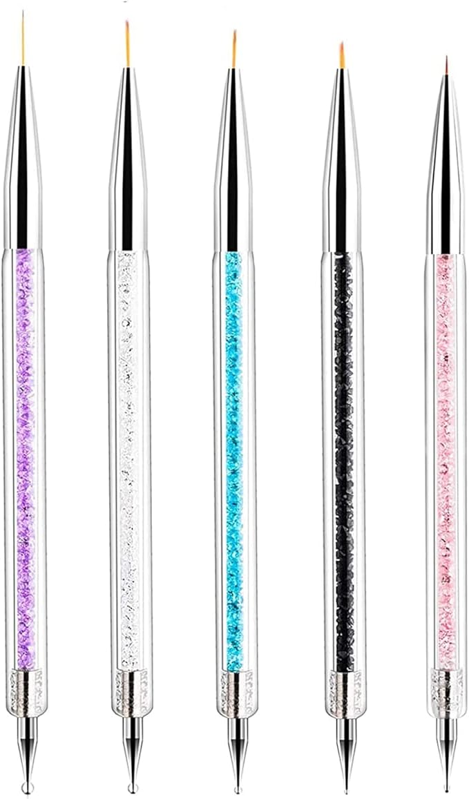 OWill Function Nail Brush for Dotting Drawing Painting Tools Liner Design Nail Art with Glitter Handle - Image 1