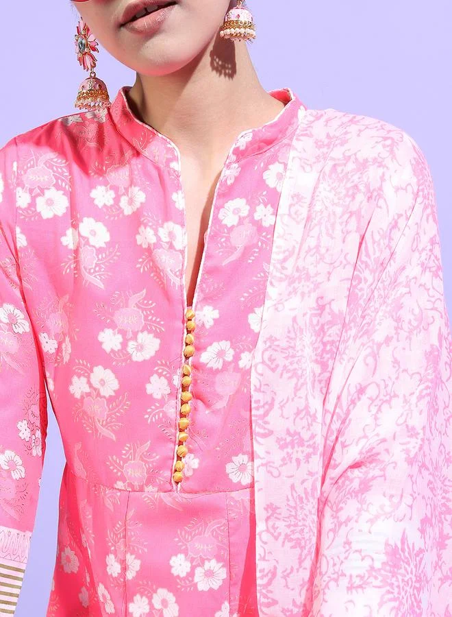 Vishudh Pack of 3 - Floral Cotton Kurta, Palazzo & Dupatta by Styli