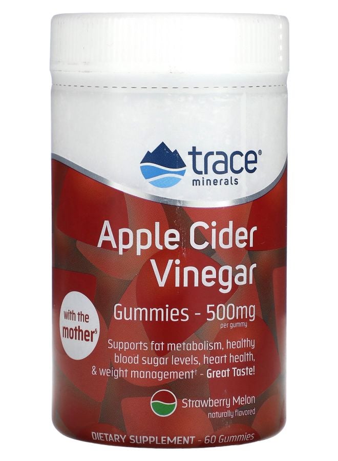 Trace Minerals Apple Cider Vinegar Gummies Strawberry Melon  500 mg 60 Gummies