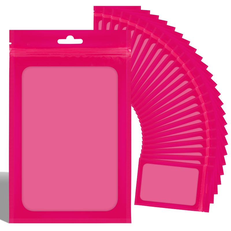 LODROC 100 Pieces Resealable Mylar Ziplock Bags with Clear Window - 3.5x4.7 Inches Smell Proof Bag Coffee Beans Packaging Pouch for Food Self Sealing Storage Supplies Jewelry Electronics Party, Pink - Image 1