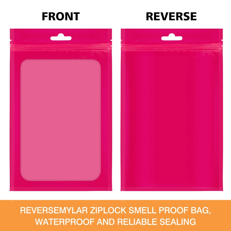 LODROC 100 Pieces Resealable Mylar Ziplock Bags with Clear Window - 3.5x4.7 Inches Smell Proof Bag Coffee Beans Packaging Pouch for Food Self Sealing Storage Supplies Jewelry Electronics Party, Pink - Image 5
