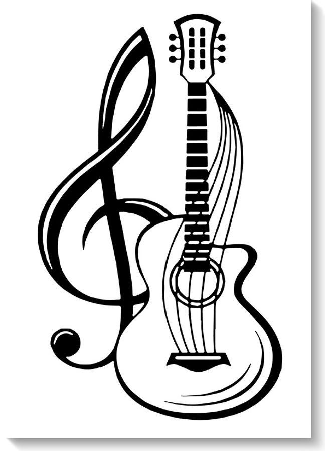 RYN Guitar Printed Wall Art Black/White 40x60cm - Image 1