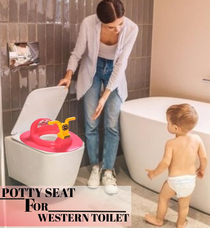 Nabhya Toilet Trainer Baby Potty Seat With Bike Handle And Back Support Toilet Seat For Western Toilet (Red & Yellow) - Image 5