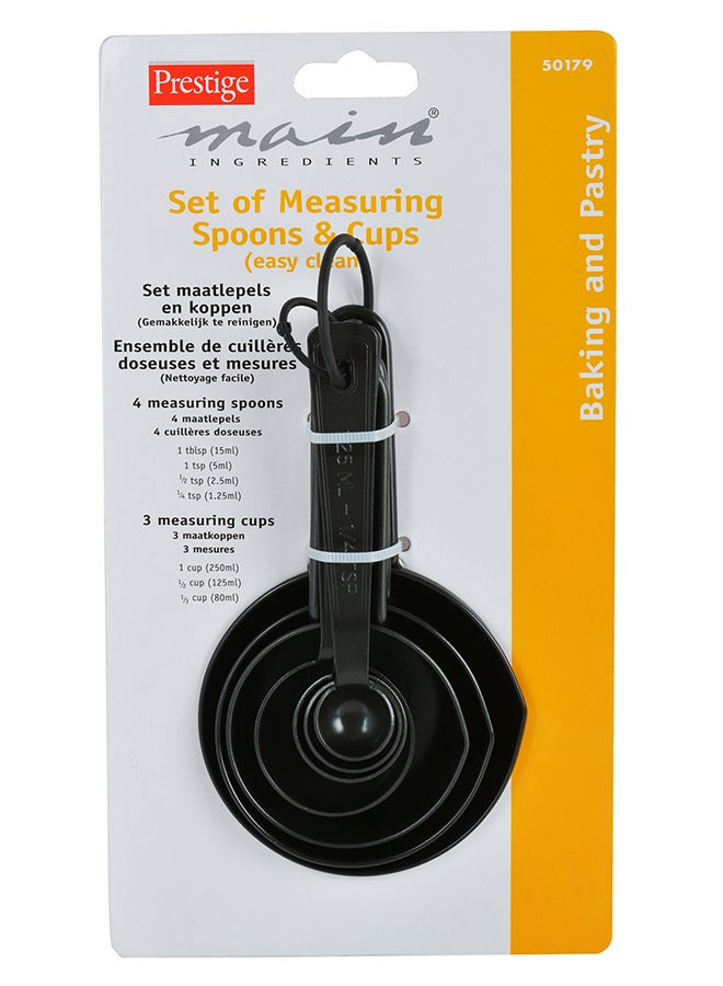 Prestige 7-Piece Measuring Spoon And Cup Set Includes Spoon 1x1.25cm, Spoon 1x2.5cm, Spoon 1x5cm, Spoon 1x15cm, Cup 1x80cm, Cup 1x125cm, Cup 1x250ml Black 1.25cm - Image 3