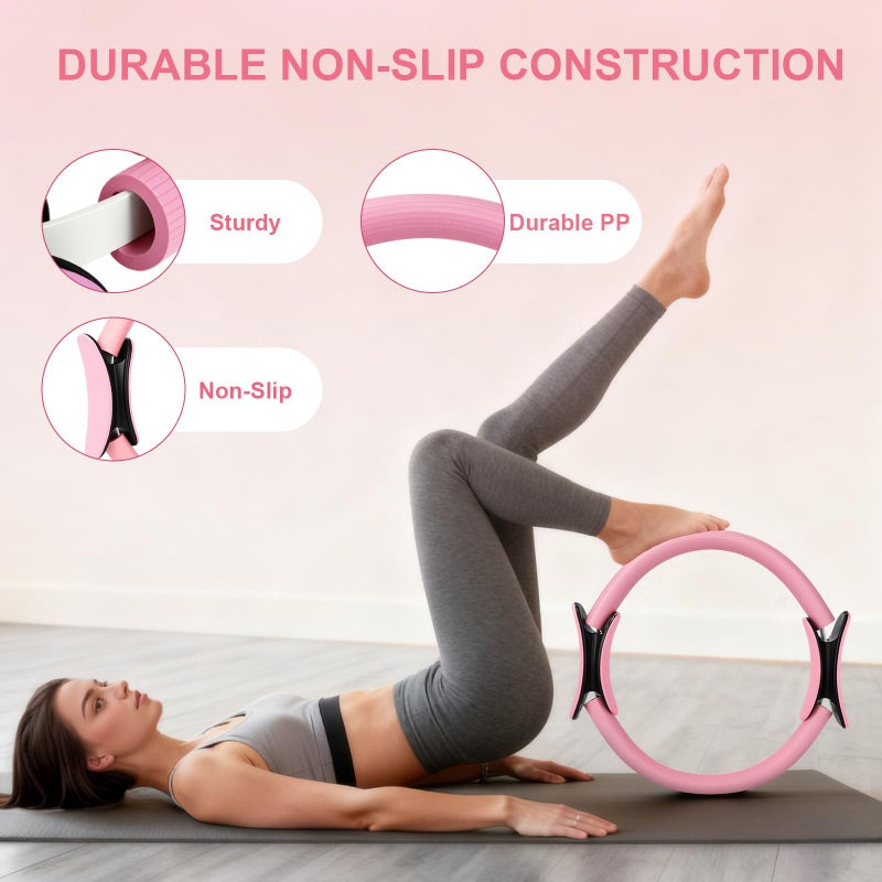 BYYNNE Home Pilates Kit for Women - 14 Pcs Pilates Equipment Set with P-ilates Ring and Ball, 5 Resistance Bands Etc Accessories for Beginners Home Workouts - Includes Workout Guide (Pink) - Image 4