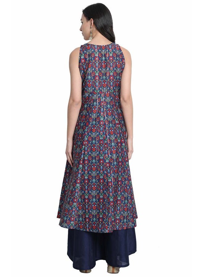 Janasya Indian Women's Blue Poly Muslin Kurta With Palazzo and Dupatta(J0230-SKD-M) - Image 3