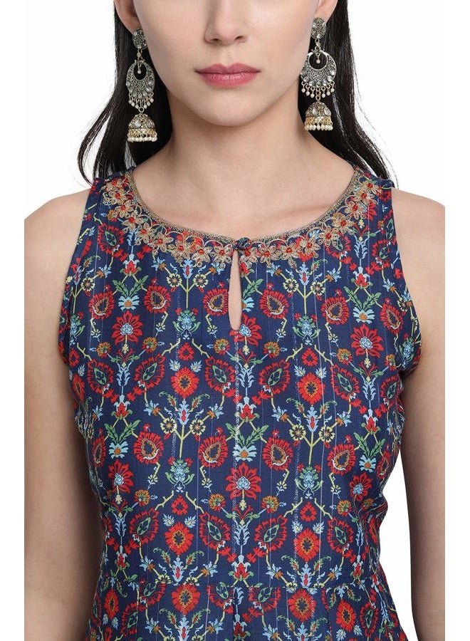 Janasya Indian Women's Blue Poly Muslin Kurta With Palazzo and Dupatta(J0230-SKD-M) - Image 4