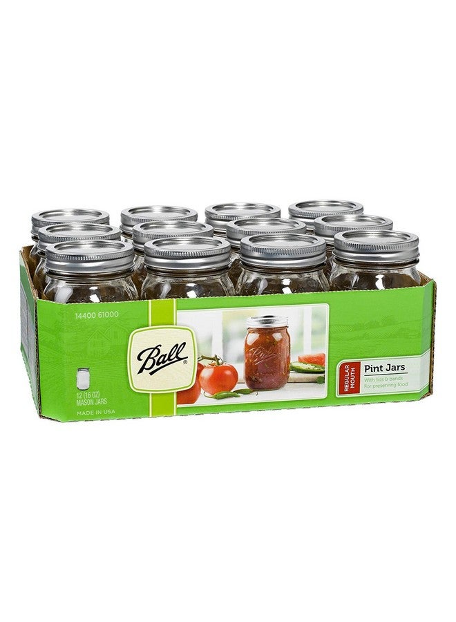 Ball Ball Regular Mouth 16-Ounces Mason Jar with Lids and Bands (12-Units)  - Image 1