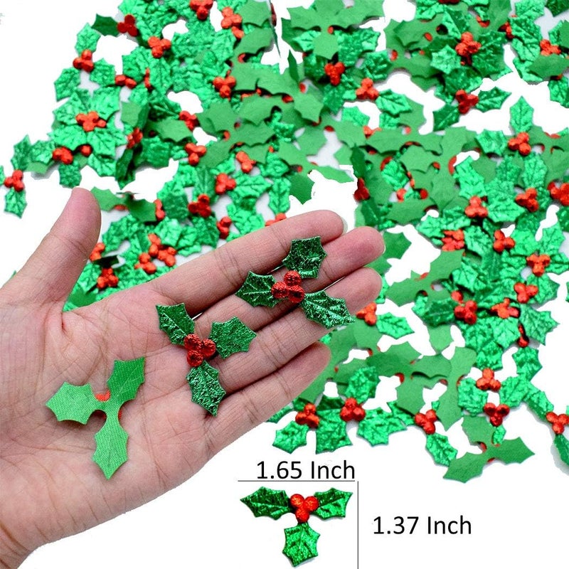 catin Christmas Confetti Small Shiny Holly Leaves for Crafts and Christmas Holiday Party Table Decorations 150pcs - Image 2
