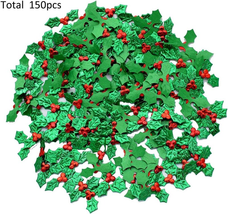 catin Christmas Confetti Small Shiny Holly Leaves for Crafts and Christmas Holiday Party Table Decorations 150pcs - Image 3
