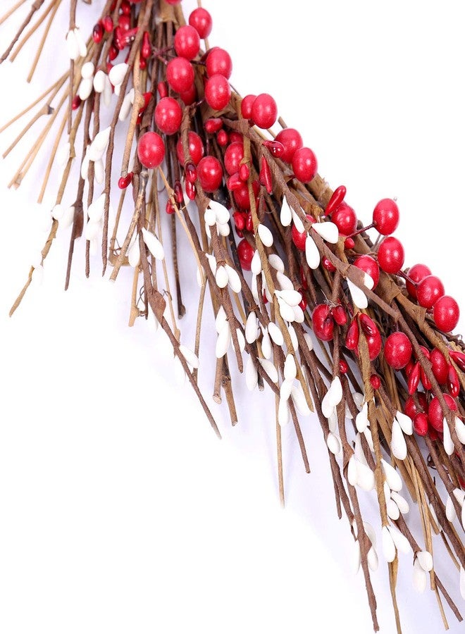 idyllic Heart Wreath Handmade Red Berry Heart Shaped Wreath Rustic Twig for Door Decorative Classic Indoor Decor 18 Inches Valentine's Wreath - Image 4