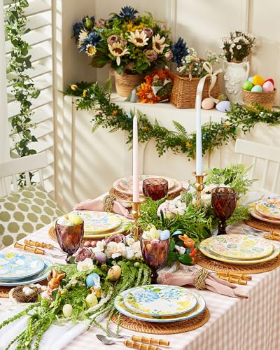 Metahom Easter Salad Plates, 8" Ceramic Bunny Plate Set, Dessert Appetizer Dishes Set of 6, Watercolor Style, Dishwasher & Microwave Safe, Set of 6 - Image 4
