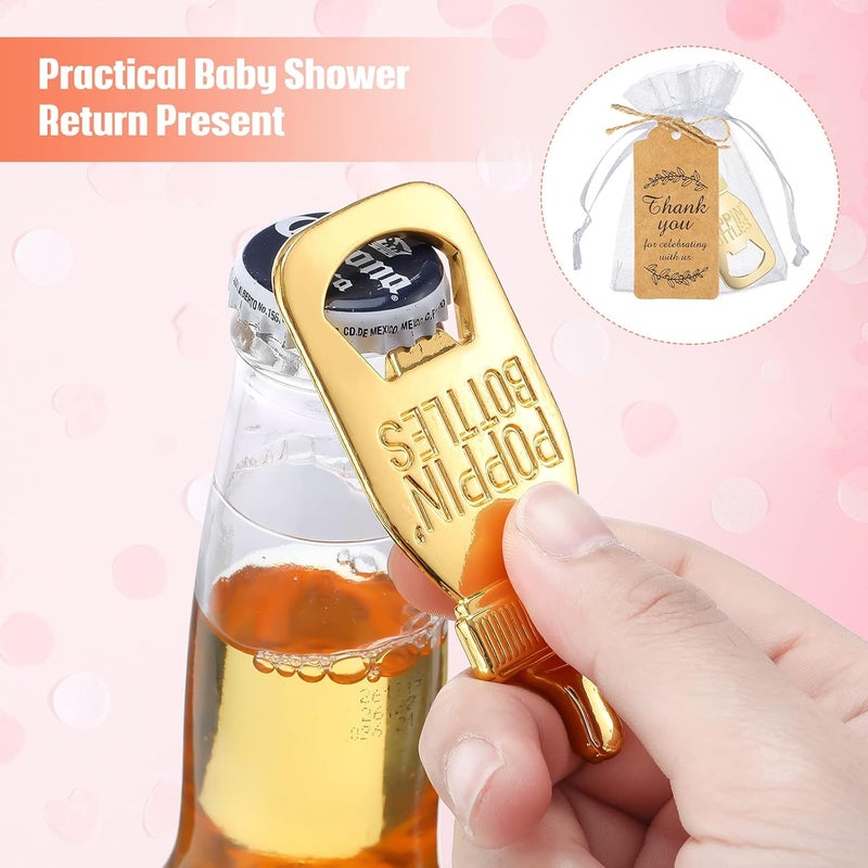 Chengu Popping Bottle Openers Baby Shower Return Favors for Guests Bottle Opener Decorations and Souvenirs with Organza Bags Thank You Tags for Theme Party Favors (Retro Style,151 Pieces) - Image 4