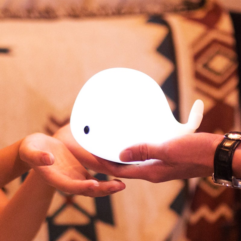 Touch Sensor Night Light USB-Rechargeable 800mAh White Silicone Whale Lamp - Tap to Switch 7 Colors for Kids Bedrooms Nurseries Travel - Image 5