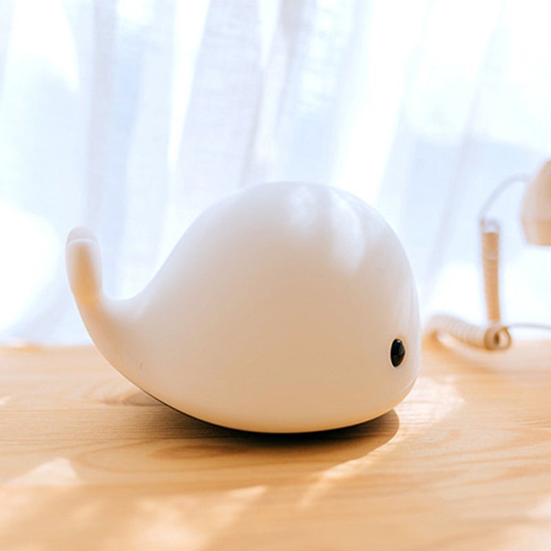 Touch Sensor Night Light USB-Rechargeable 800mAh White Silicone Whale Lamp - Tap to Switch 7 Colors for Kids Bedrooms Nurseries Travel - Image 2