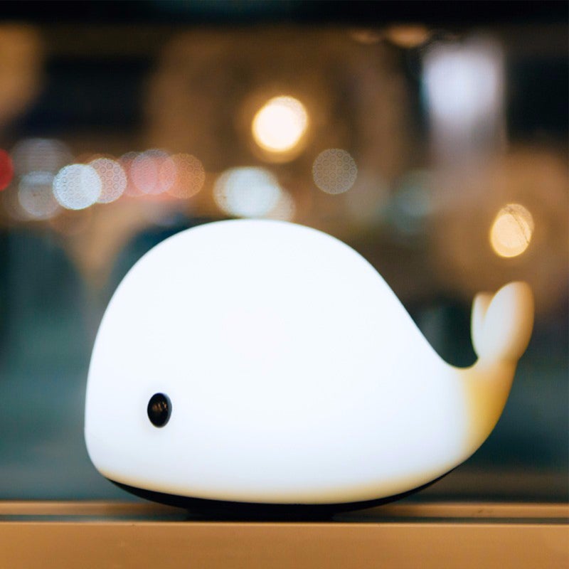 Touch Sensor Night Light USB-Rechargeable 800mAh White Silicone Whale Lamp - Tap to Switch 7 Colors for Kids Bedrooms Nurseries Travel - Image 4